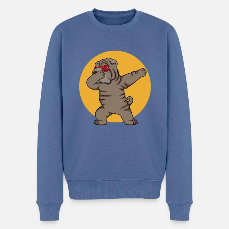 Chinese Shar Pei - Männer Premium Bio Pullover - Taubenblau