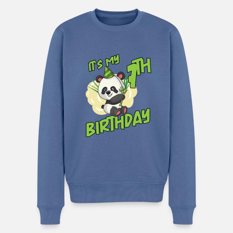 Es ist mein 7. Geburtstag Panda - Männer Premium Bio Pullover - Taubenblau