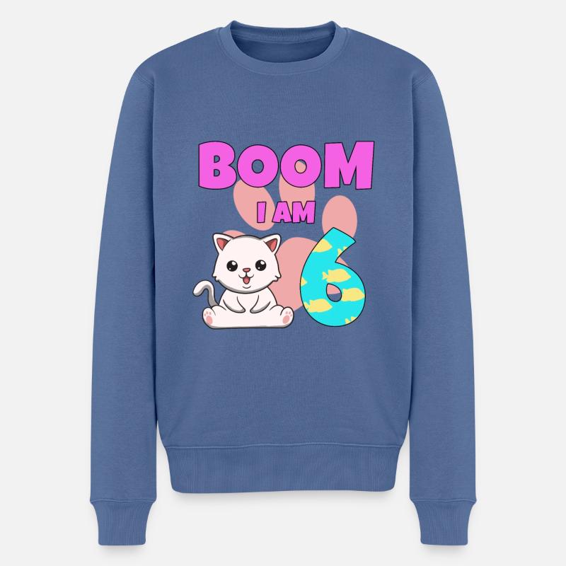 Chat de 6e anniversaire - Pull Premium bio Homme - bleu pigeon