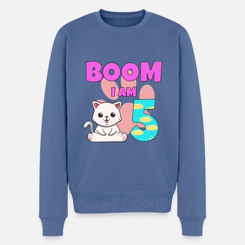 Chat de 5e anniversaire - Pull Premium bio Homme - bleu pigeon