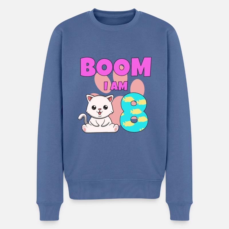 Chat de 8e anniversaire - Pull Premium bio Homme - bleu pigeon