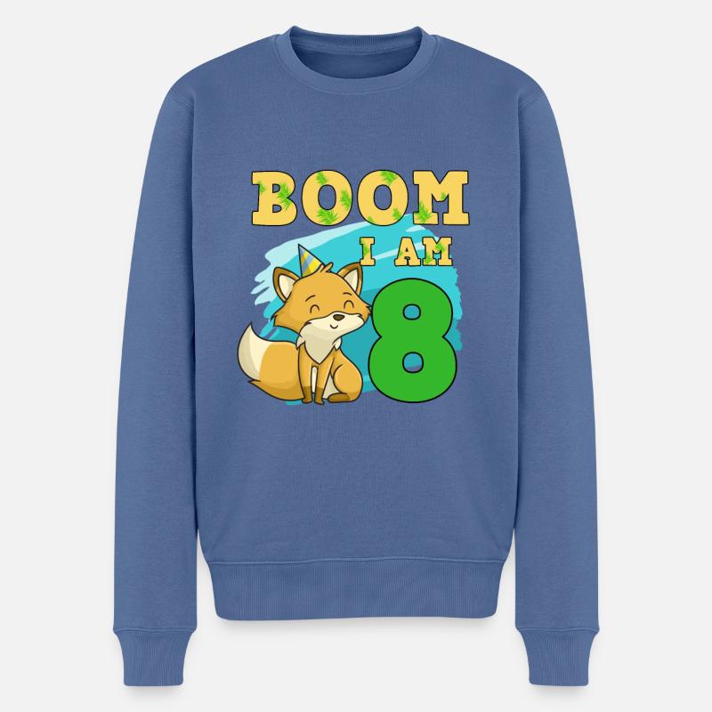 8. Geburtstag Fuchs - Männer Premium Bio Pullover - Taubenblau