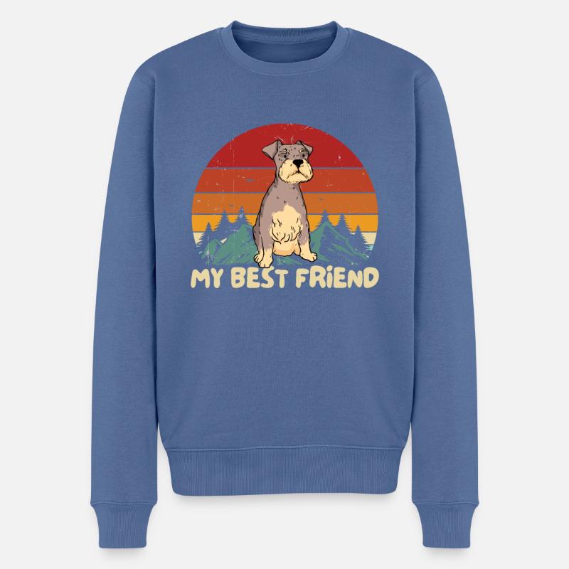 Miniature Schnauzer - Pull Premium bio Homme - bleu pigeon