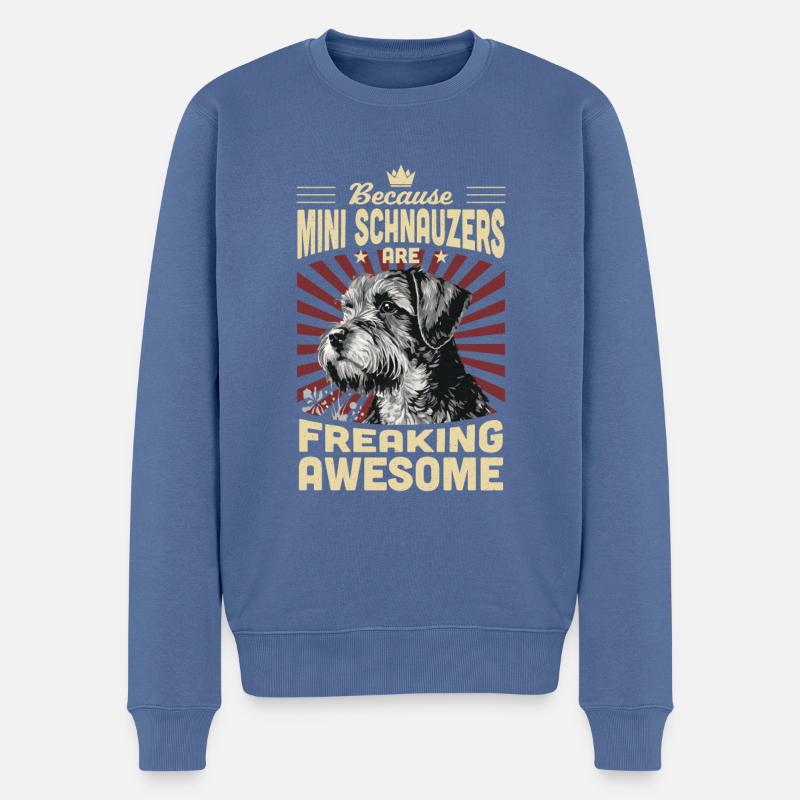 Miniature Schnauzer - Pull Premium bio Homme - bleu pigeon