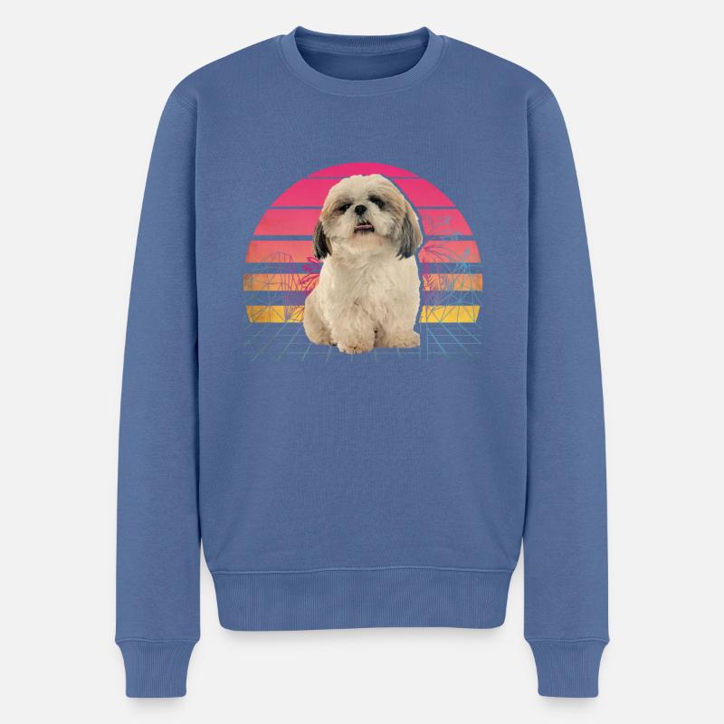 Shih Tzu - Pull Premium bio Homme - bleu pigeon