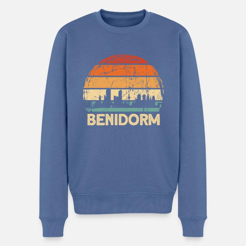 Benidorm - Pull Premium bio Homme - bleu pigeon