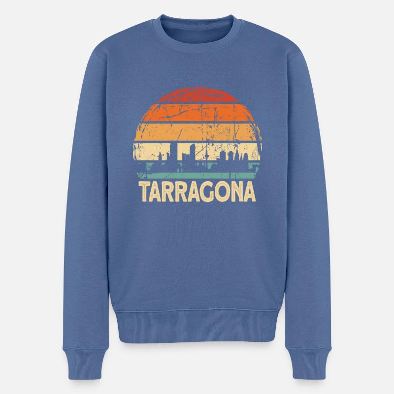 Tarragona - Männer Premium Bio Pullover - Taubenblau