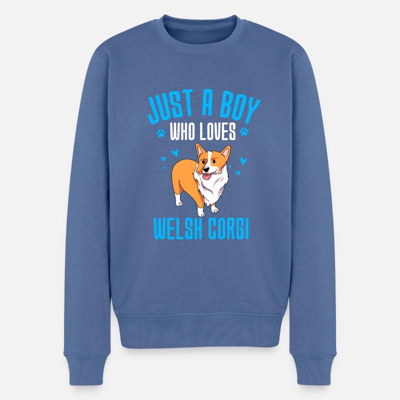Welsh Corgi - Männer Premium Bio Pullover - Taubenblau