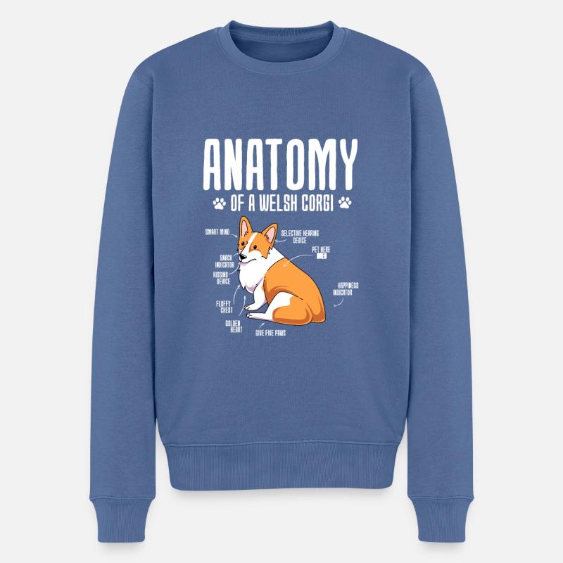 Welsh Corgi - Männer Premium Bio Pullover - Taubenblau