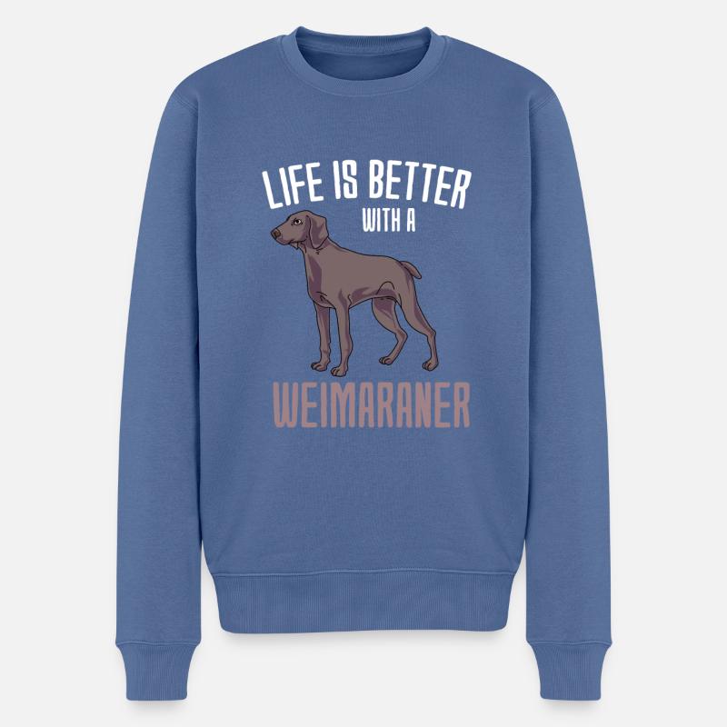 Weimaraner - Pull Premium bio Homme - bleu pigeon
