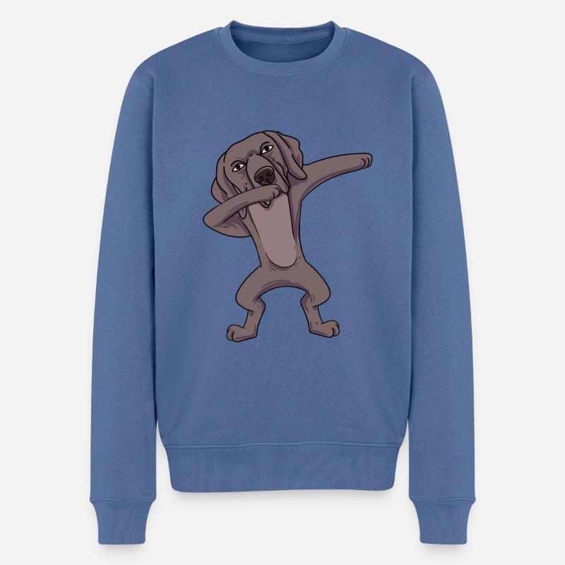 Weimaraner - Pull Premium bio Homme - bleu pigeon