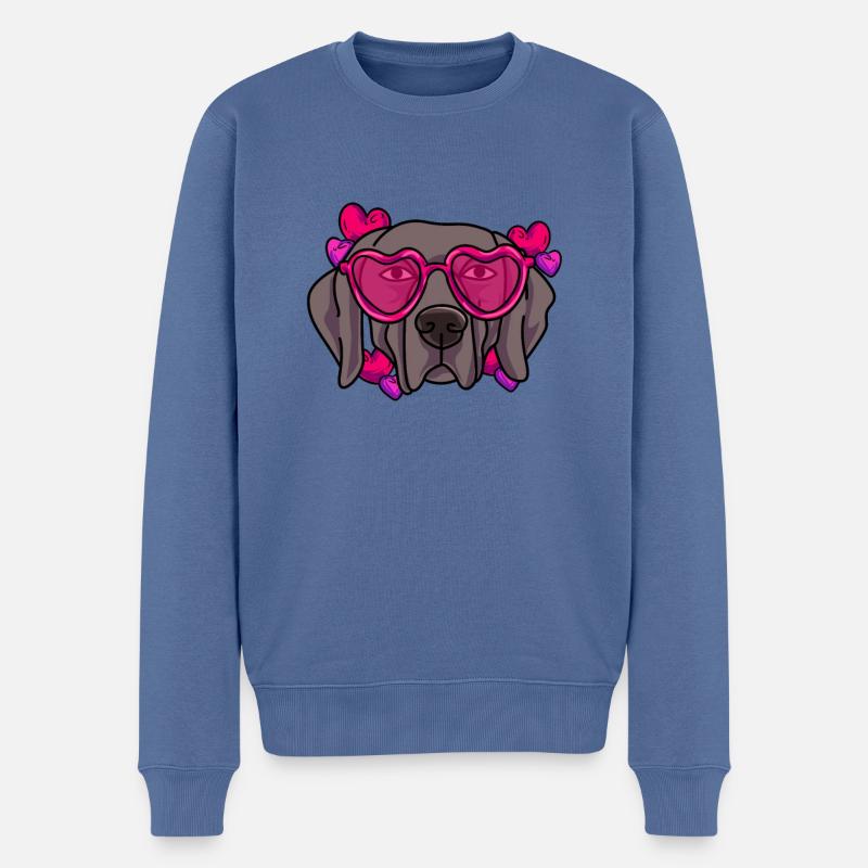 Weimaraner - Männer Premium Bio Pullover - Taubenblau