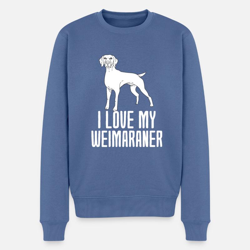 Weimaraner - Pull Premium bio Homme - bleu pigeon