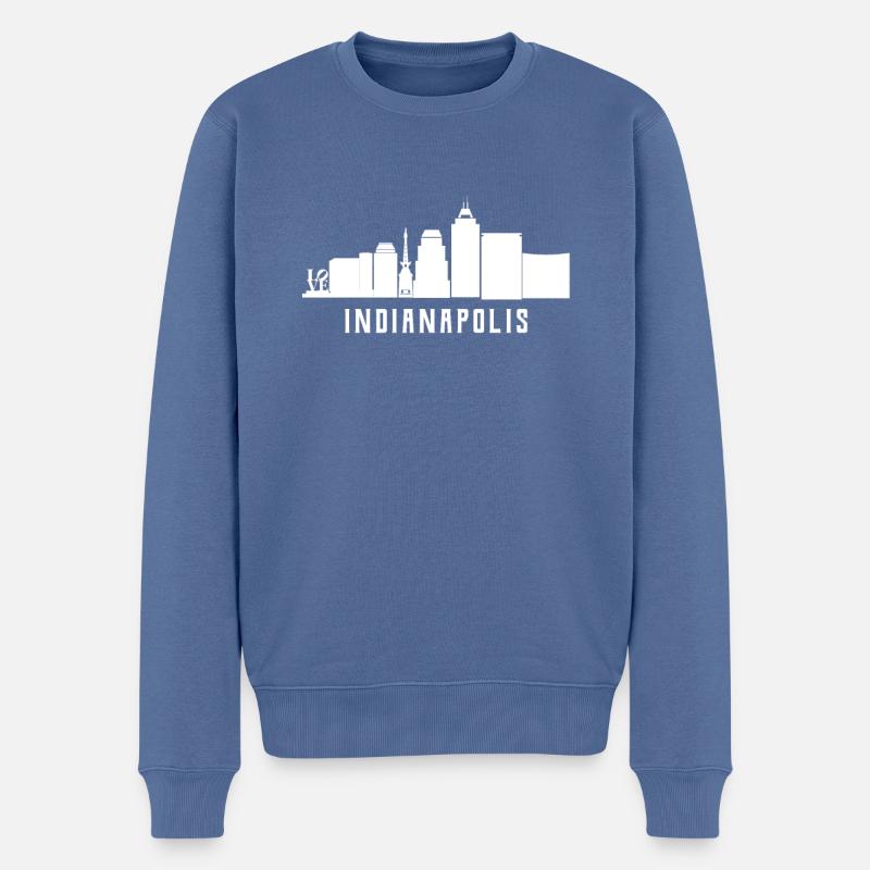 Indianapolis Skyline - Pull Premium bio Homme - bleu pigeon