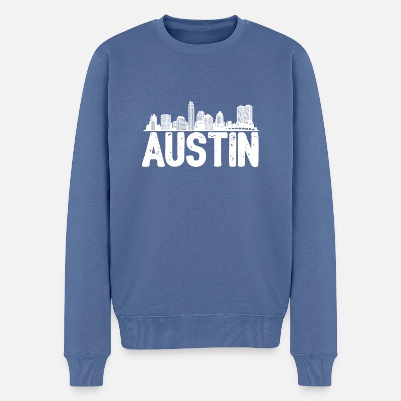Austin Skyline - Männer Premium Bio Pullover - Taubenblau