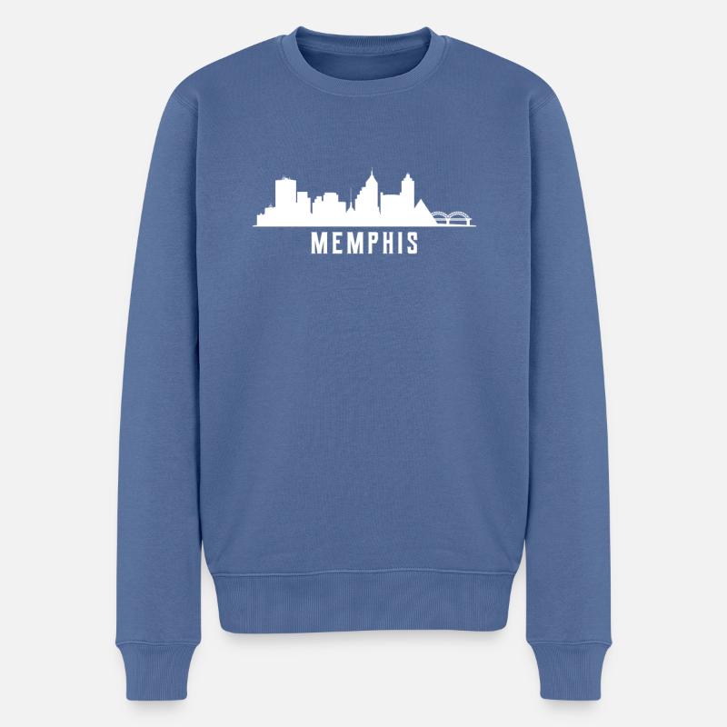 Horizon de Memphis - Pull Premium bio Homme - bleu pigeon