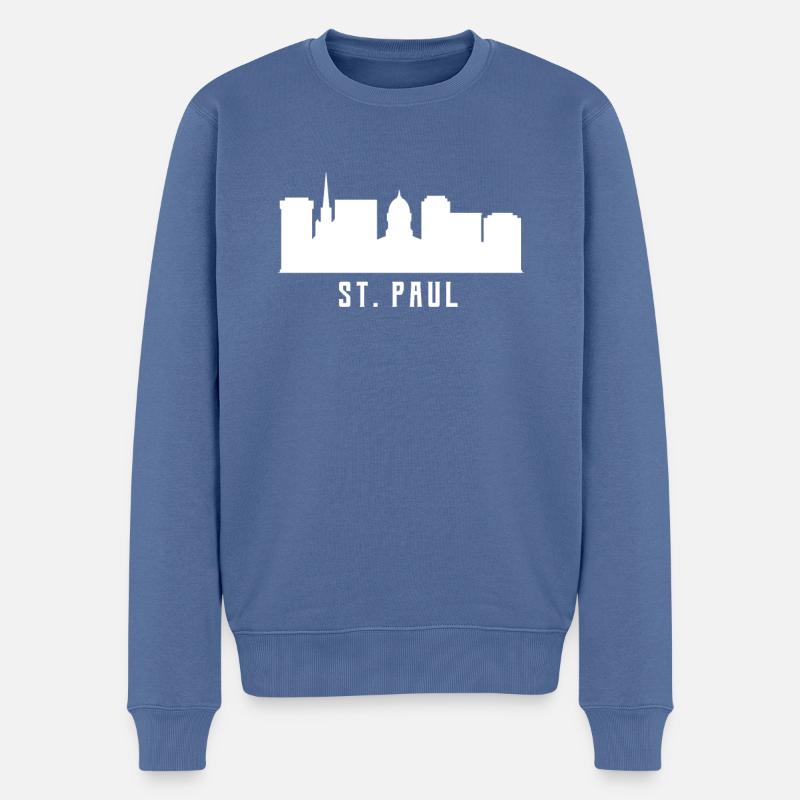 St Paul Skyline - Männer Premium Bio Pullover - Taubenblau
