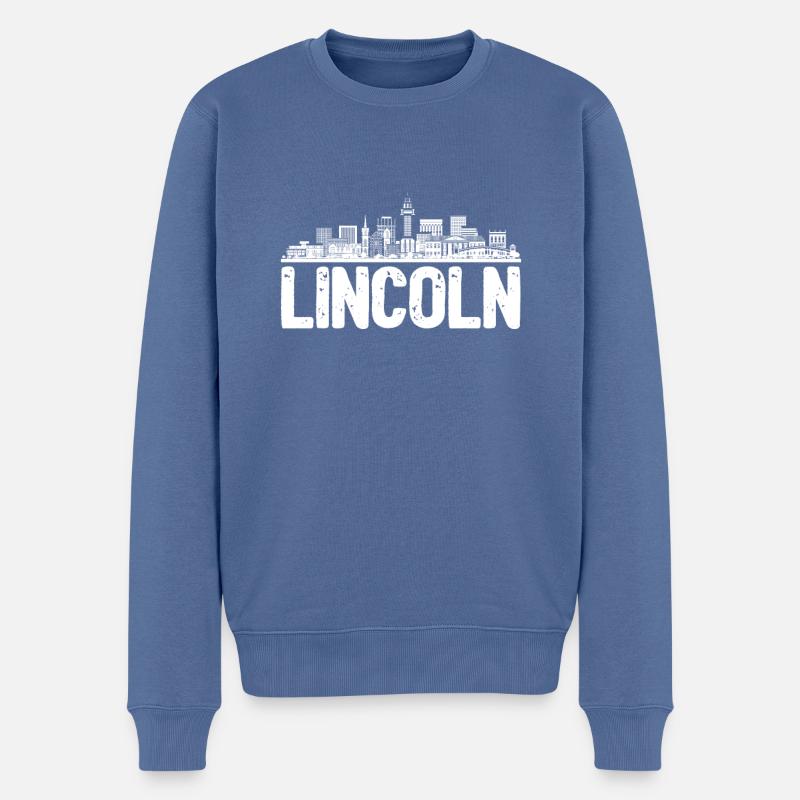 Lincoln Skyline - Männer Premium Bio Pullover - Taubenblau