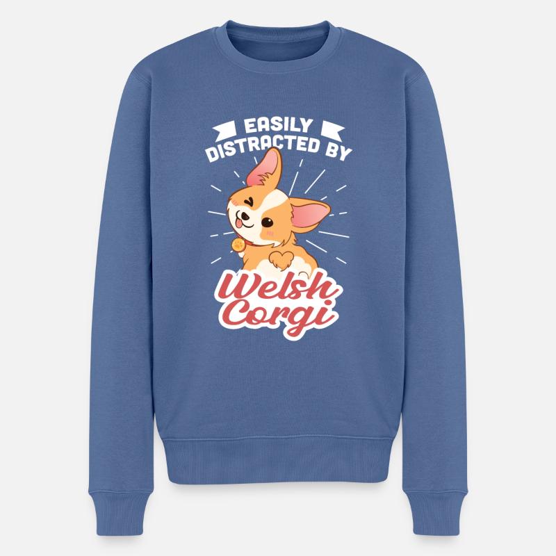 Welsh Corgi - Männer Premium Bio Pullover - Taubenblau