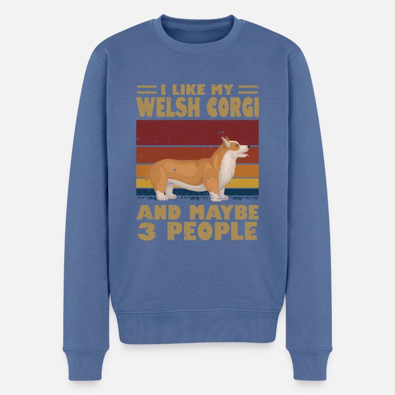Welsh Corgi - Männer Premium Bio Pullover - Taubenblau