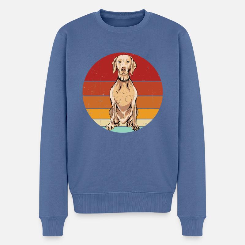 Weimaraner - Pull Premium bio Homme - bleu pigeon