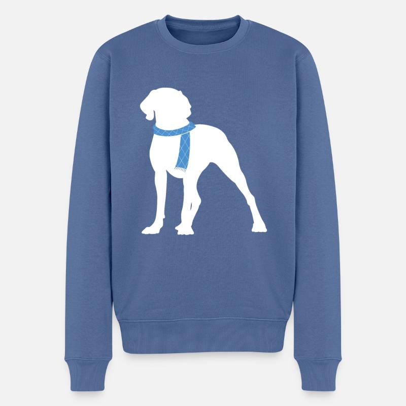 Weimaraner - Pull Premium bio Homme - bleu pigeon