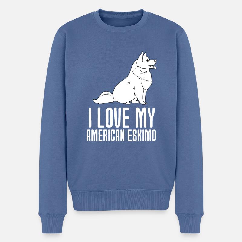 American Eskimo - Männer Premium Bio Pullover - Taubenblau
