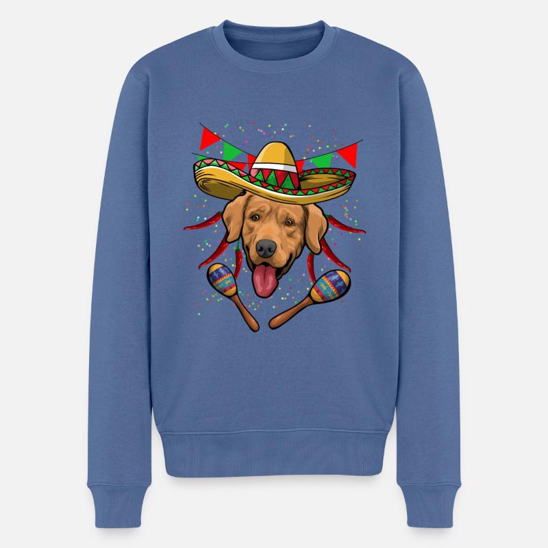 Cinco De Mayo Golden Retriever - Pull Premium bio Homme - bleu pigeon