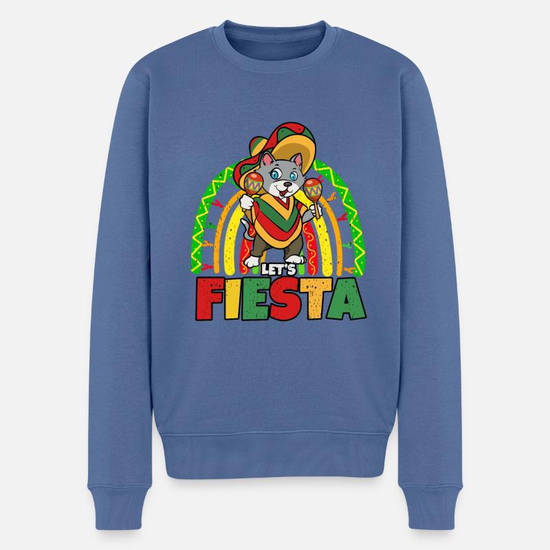 Cinco De Mayo Katze - Männer Premium Bio Pullover - Taubenblau