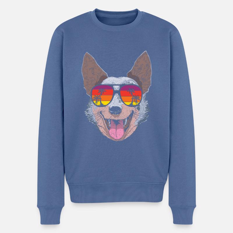 Australian Cattle Dog - Männer Premium Bio Pullover - Taubenblau