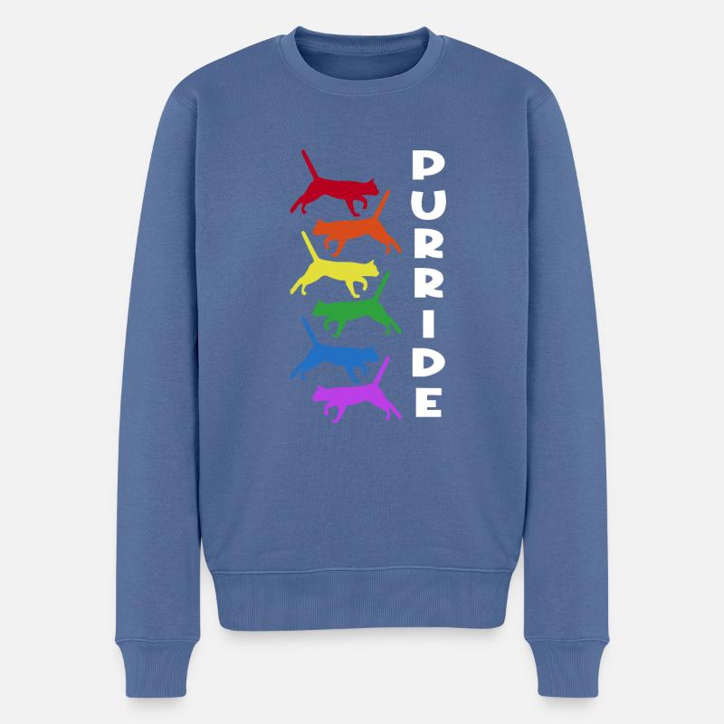 Chat LGBT - Pull Premium bio Homme - bleu pigeon