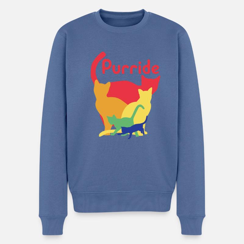 Chat LGBT - Pull Premium bio Homme - bleu pigeon