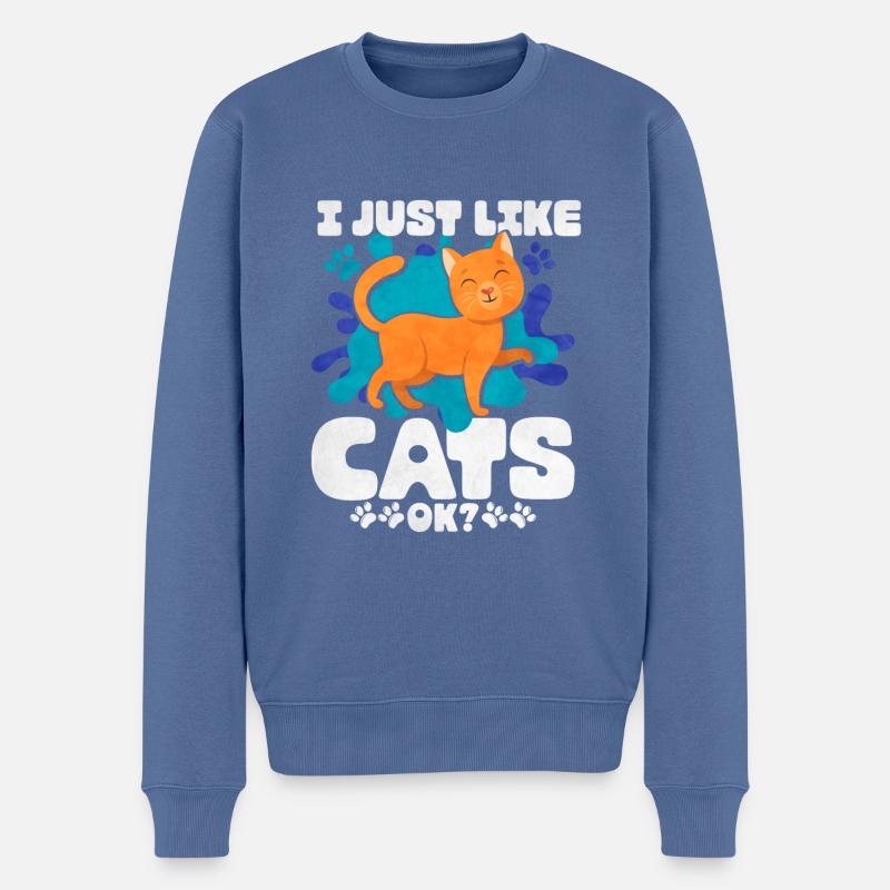 Katze - Männer Premium Bio Pullover - Taubenblau