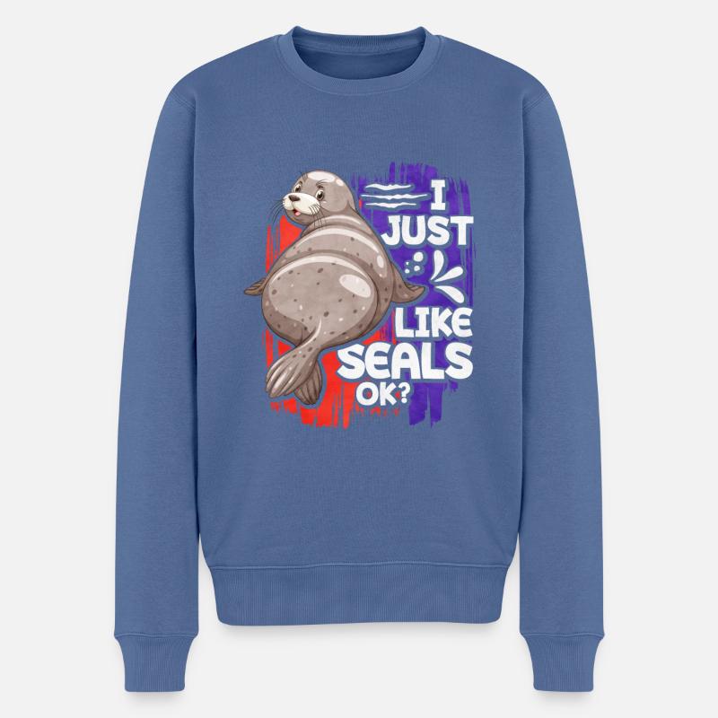 Robbe - Männer Premium Bio Pullover - Taubenblau