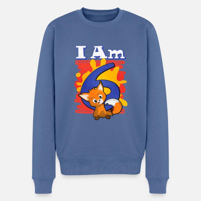 Ich Bin 6 Fuchs - Männer Premium Bio Pullover - Taubenblau