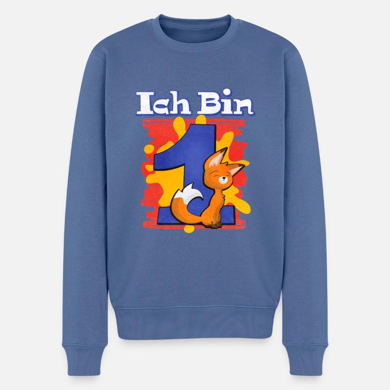 Ich Bin 1 Fuchs - Männer Premium Bio Pullover - Taubenblau