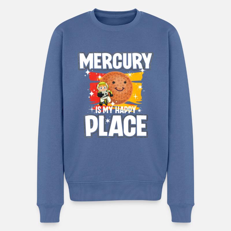 Merkur Planet Geschenk - Männer Premium Bio Pullover - Taubenblau