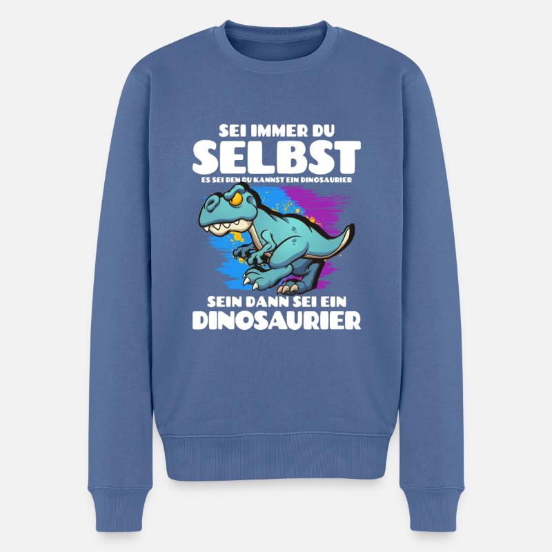 Lustiges T-Rex Outfit - Männer Premium Bio Pullover - Taubenblau