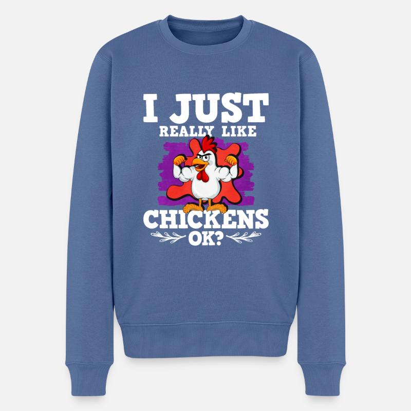 Poulets - Pull Premium bio Homme - bleu pigeon