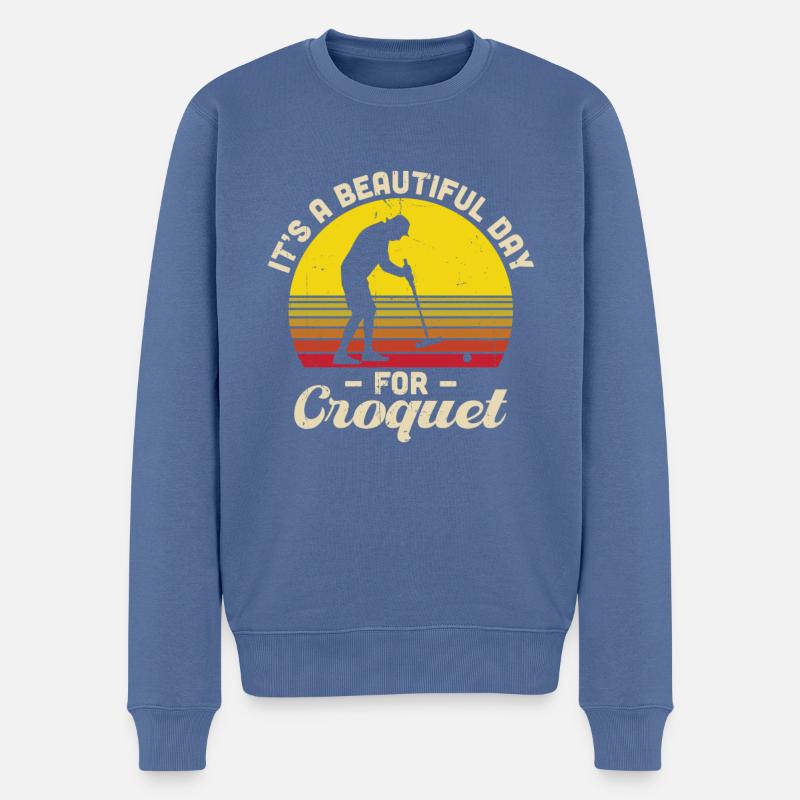 Croquet - Pull Premium bio Homme - bleu pigeon