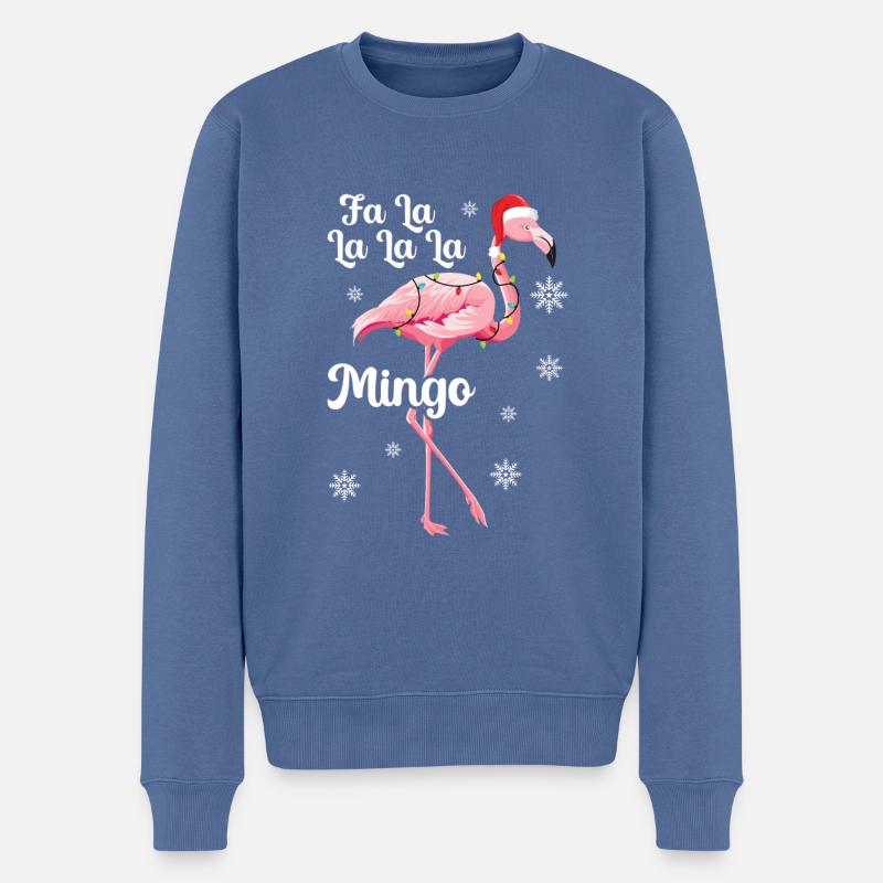 Flamingo - Männer Premium Bio Pullover - Taubenblau