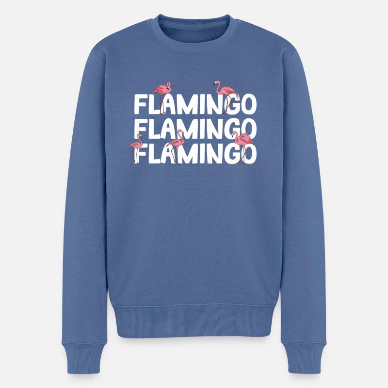Flamingo - Männer Premium Bio Pullover - Taubenblau