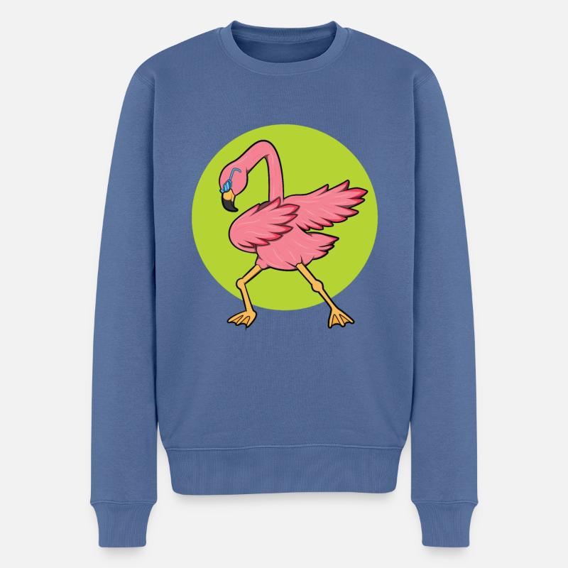 Flamingo Lustig Party Geschenk - Männer Premium Bio Pullover - Taubenblau