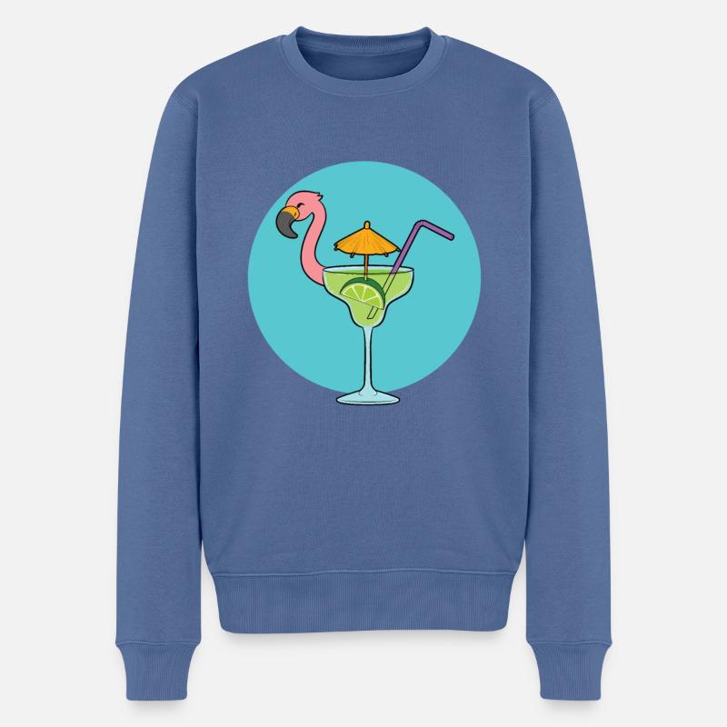 Flamingo Cocktail - Männer Premium Bio Pullover - Taubenblau