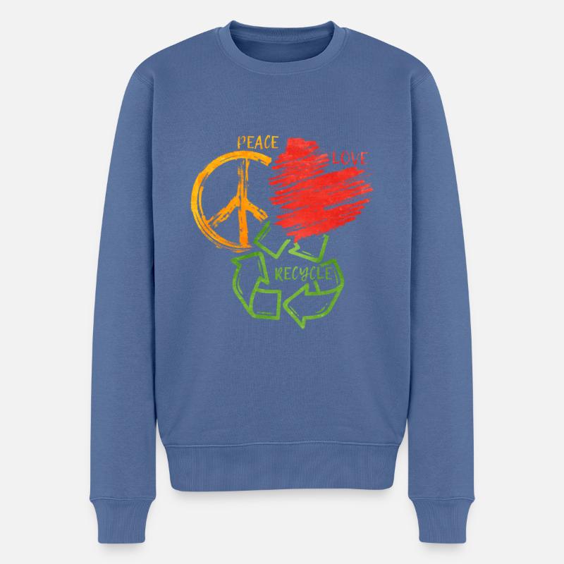 Recycling - Männer Premium Bio Pullover - Taubenblau