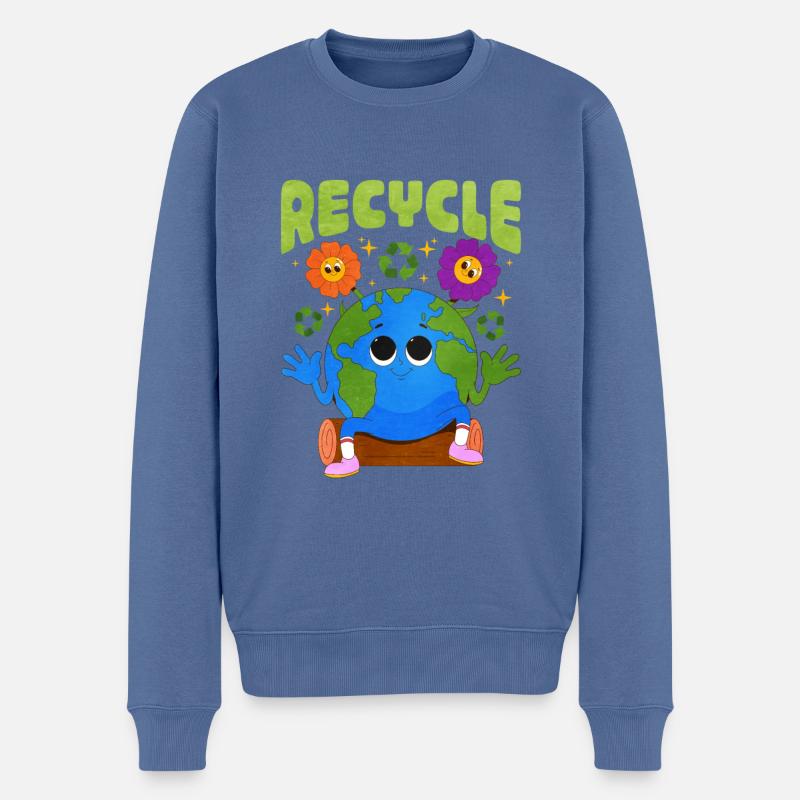 Recycling - Männer Premium Bio Pullover - Taubenblau
