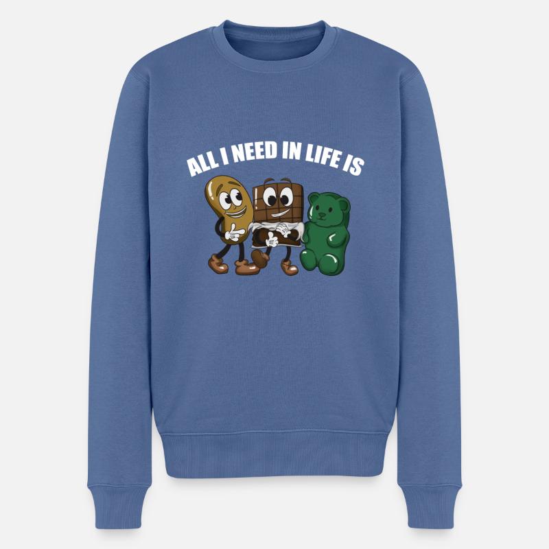 Chips Schokolade und Gummibärchen - Männer Premium Bio Pullover - Taubenblau