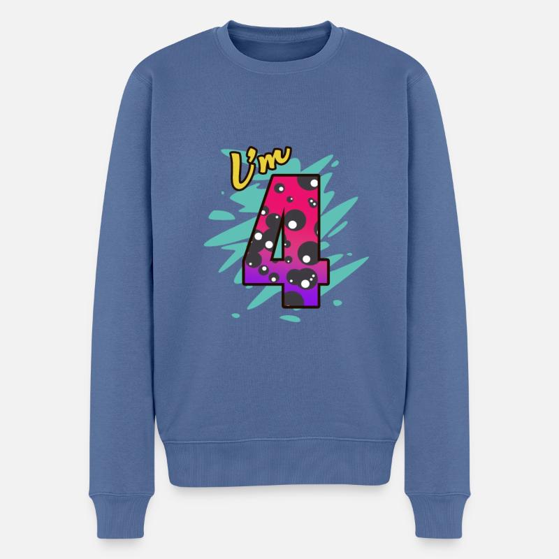 4. Anniversaire - Pull Premium bio Homme - bleu pigeon