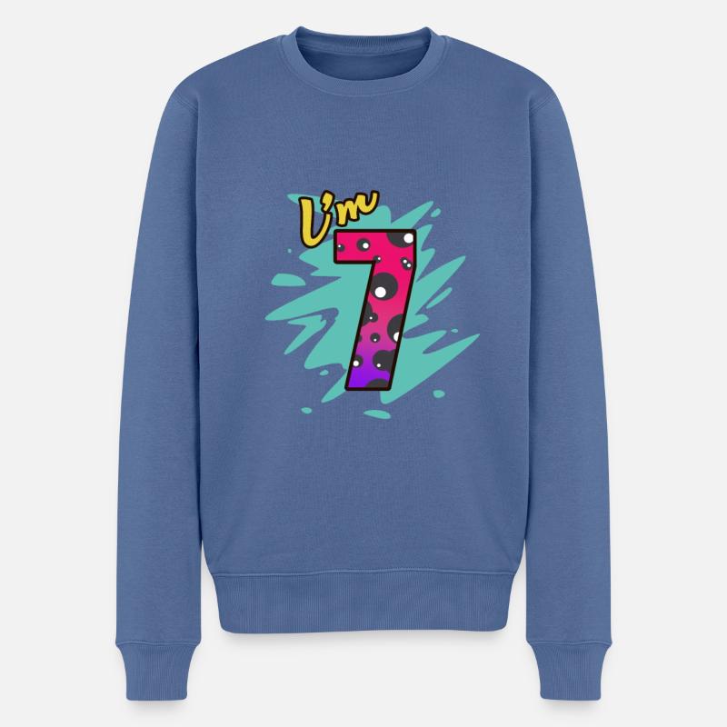 7. Geburtstag - Männer Premium Bio Pullover - Taubenblau