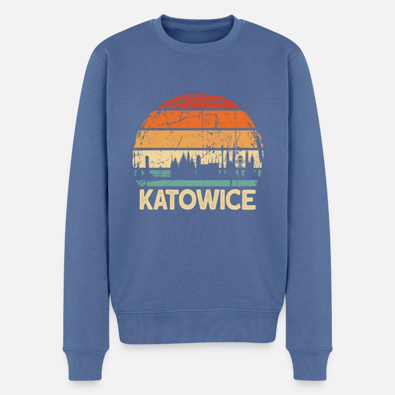 Polen Katowice Skyline - Männer Premium Bio Pullover - Taubenblau